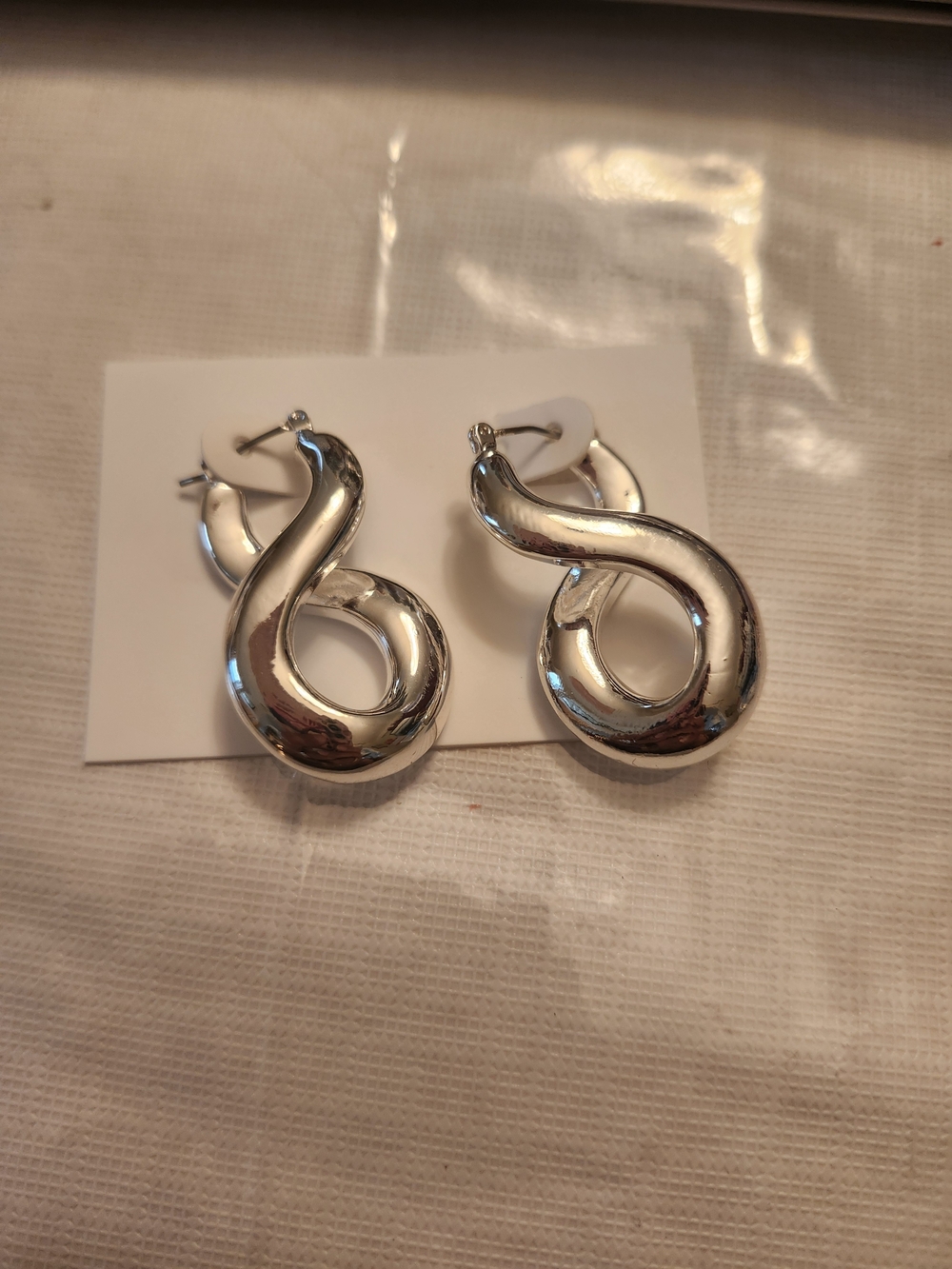Silver Loop Twist Hoop Earrings - Women Jewelry